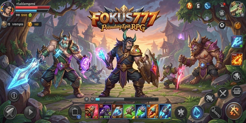 Screenshot FOKUS777 menampilkan aksi pertarungan yang seru dalam dunia RPG.