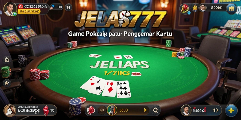 Tampilan gameplay menarik dari JELAS777 dengan suasana Poker yang mendebarkan.