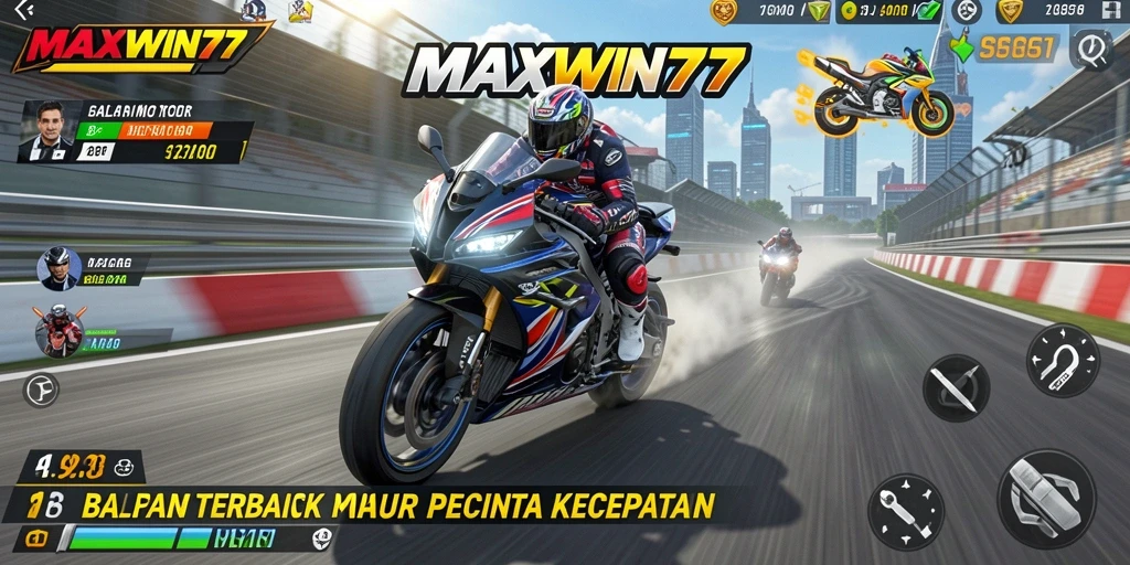 Tampilan seru gameplay balap motor MAXWIN77.