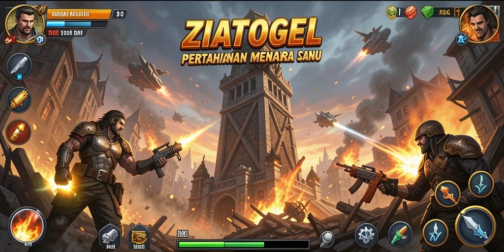 Tampilan menara dan musuh yang menegangkan dalam ZIATOGEL.