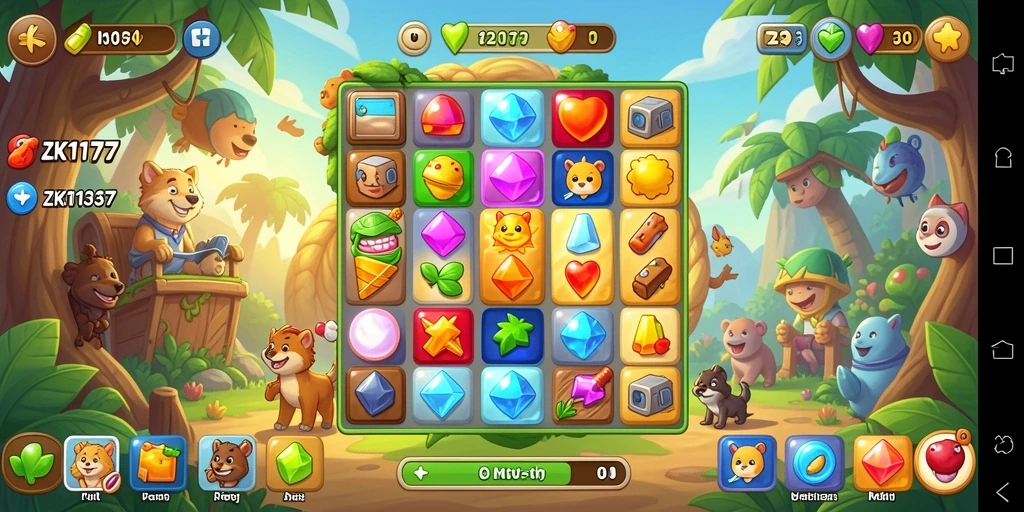 Tampilan gameplay seru ZK1177 dalam dunia Match-3.